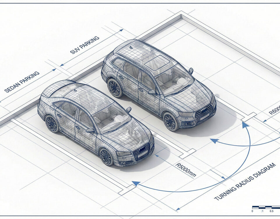 Guide to Parking Layouts & Vehicle Turning Radius + Free DWG